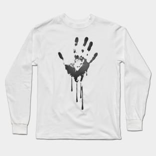 Image: Bloody hand print (grey) Long Sleeve T-Shirt